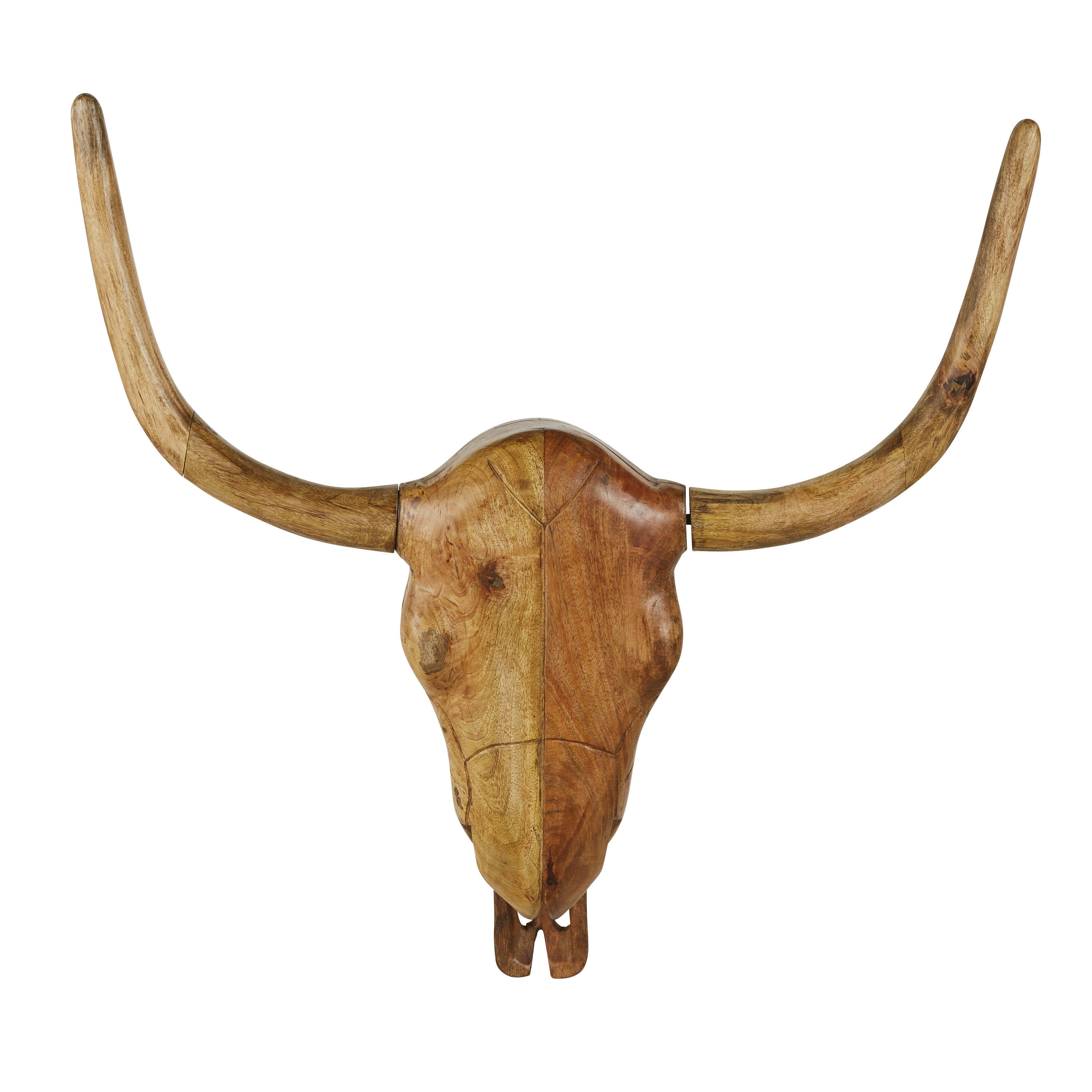 GARABAL - Déco murale tête de buffle en bois de manguier 102x104