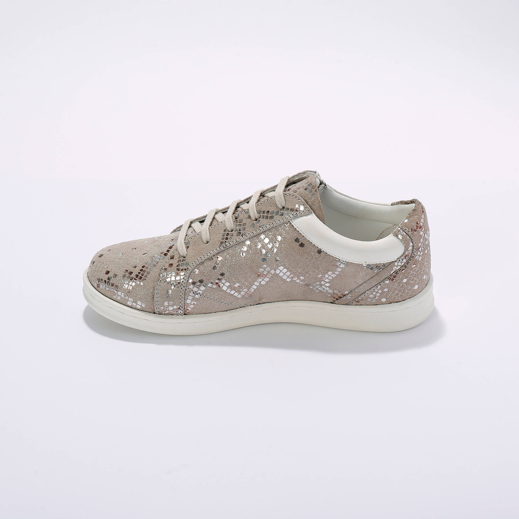 Baskets zippées en cuir irisé