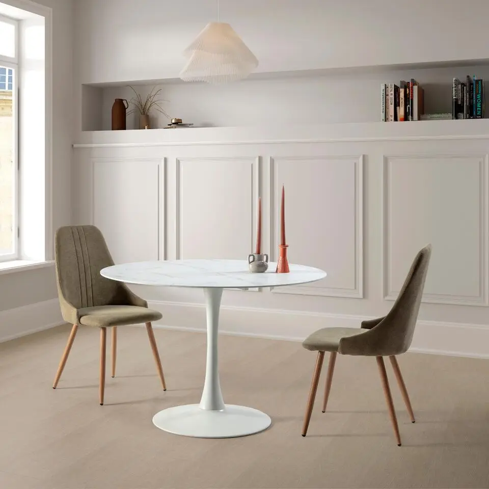 CALICOSY - Ronde eettafel ADA - Wit - 75x110x110 cm