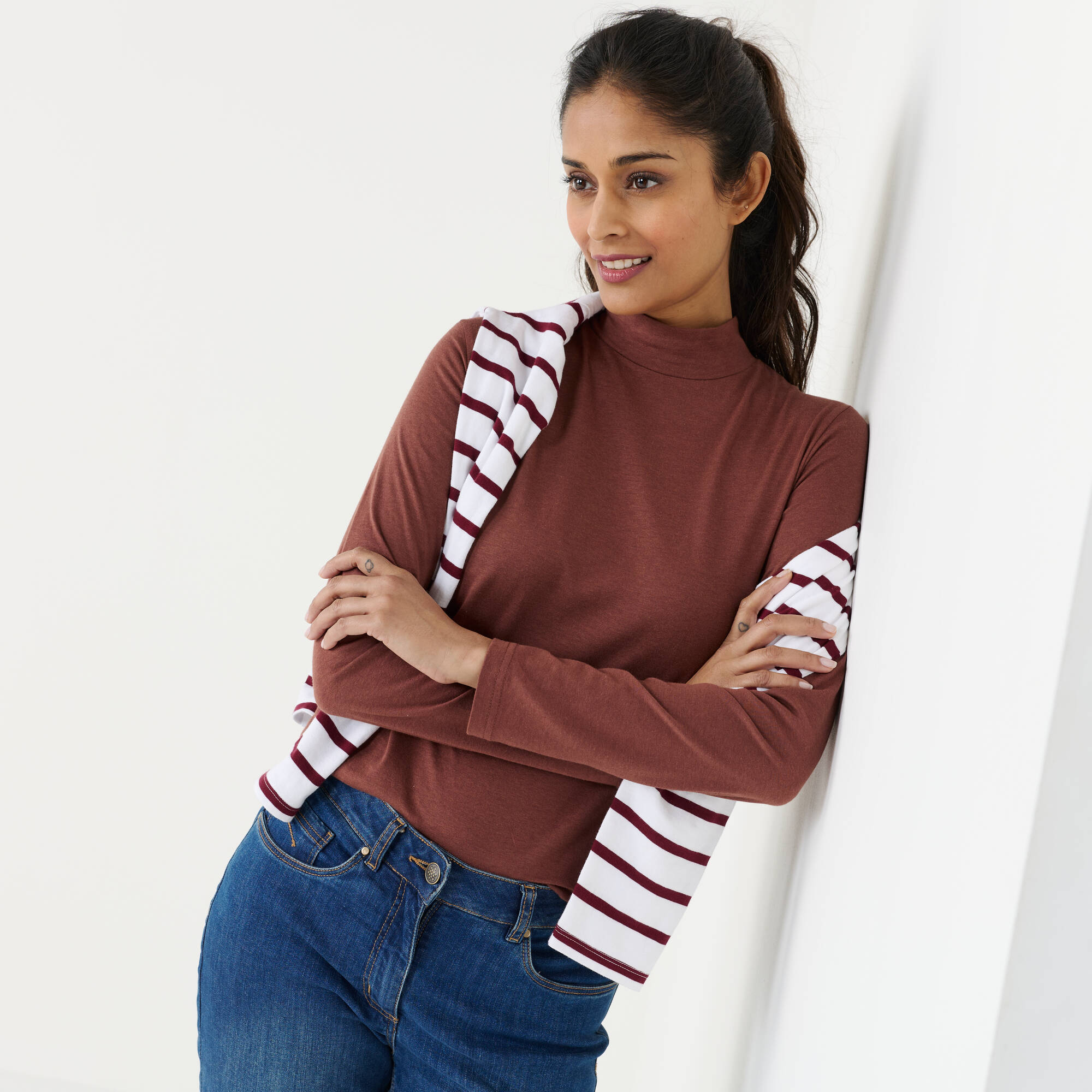 T-shirt col montant manches longues