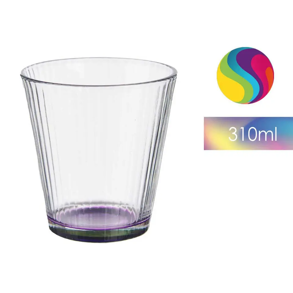 Vivalto Waterglazen/drinkglazen - 6x - kleurenmix - 310 ml - 9 cm