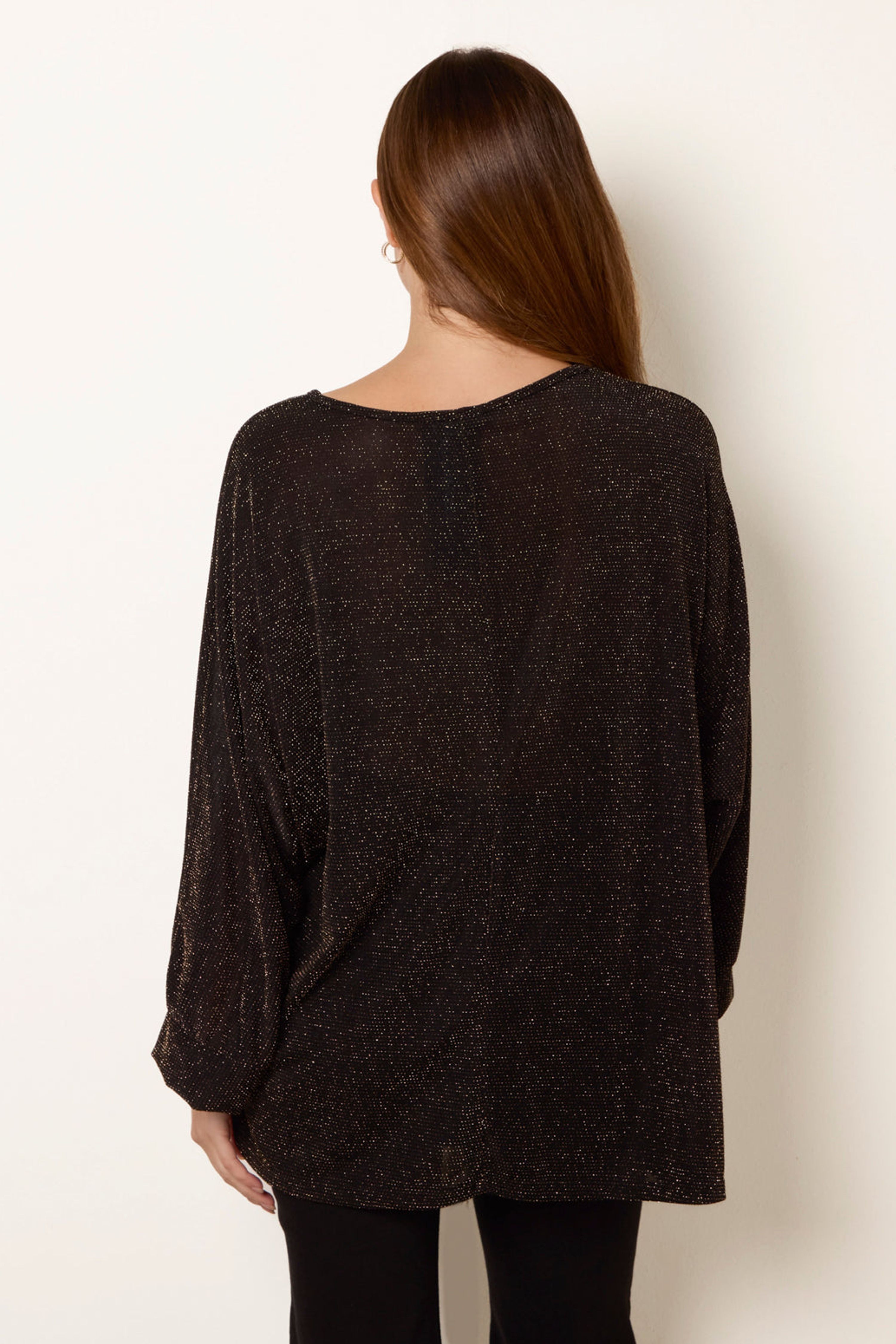 Blue Vanilla Black Buckle Metallic Top