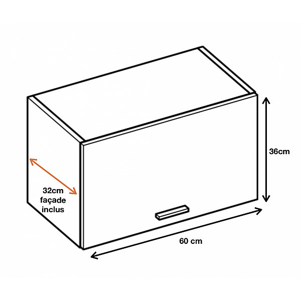 Cuisineandcie - Meuble haut de cuisine Eco Blanc Brillant 1 porte relevable L 60 cm