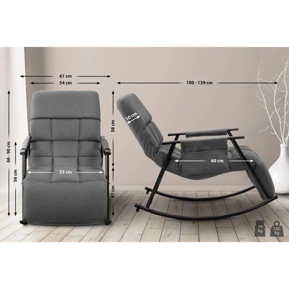 CLP Schommelstoel Cathy Stof - donkergrijs