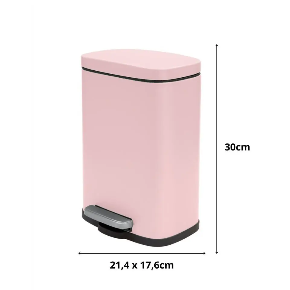 Spirella Pedaalemmer Venice - lichtroze - 5L - metaal - 21x30 cm