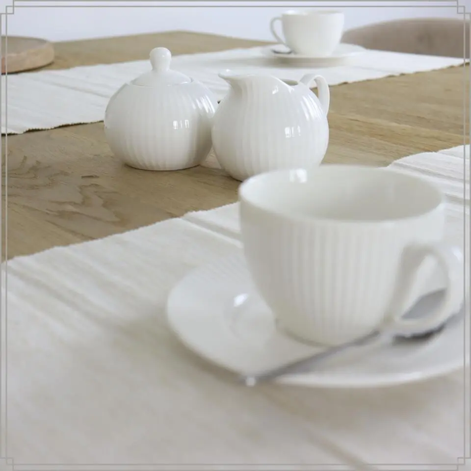 OTIX Melk en Suiker Set Melkkan Suikerpot met Oor Wit Porselein LUNA