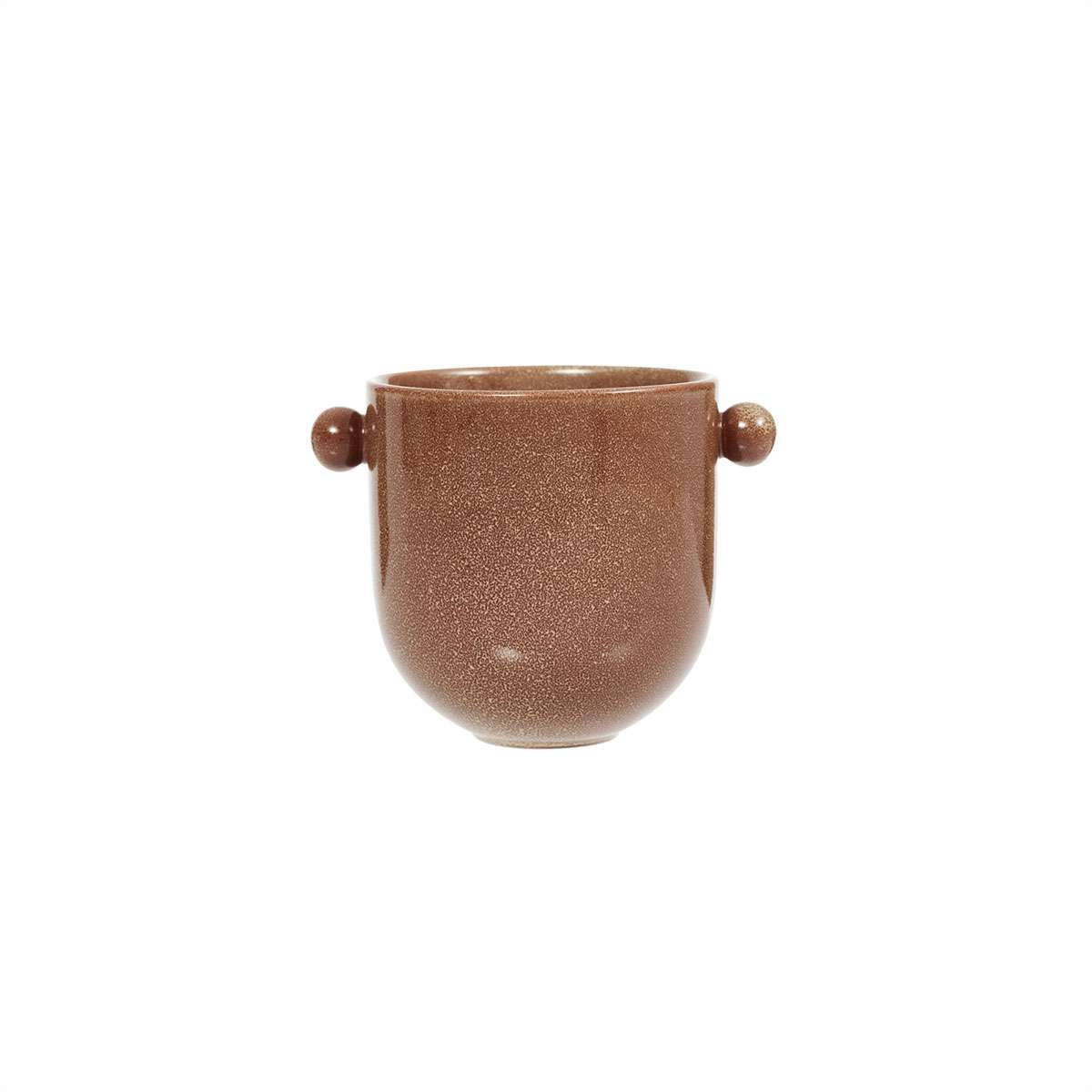 SAGA - Pot marron en grès Ø15,5xH12,5cm