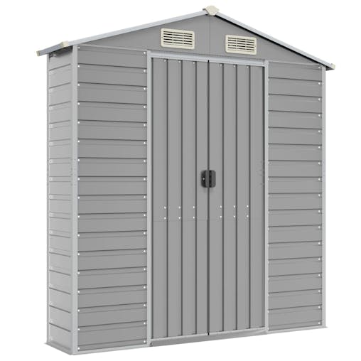 NNEVL Garden Shed Light Grey 191x130x198 cm Galvanised Steel