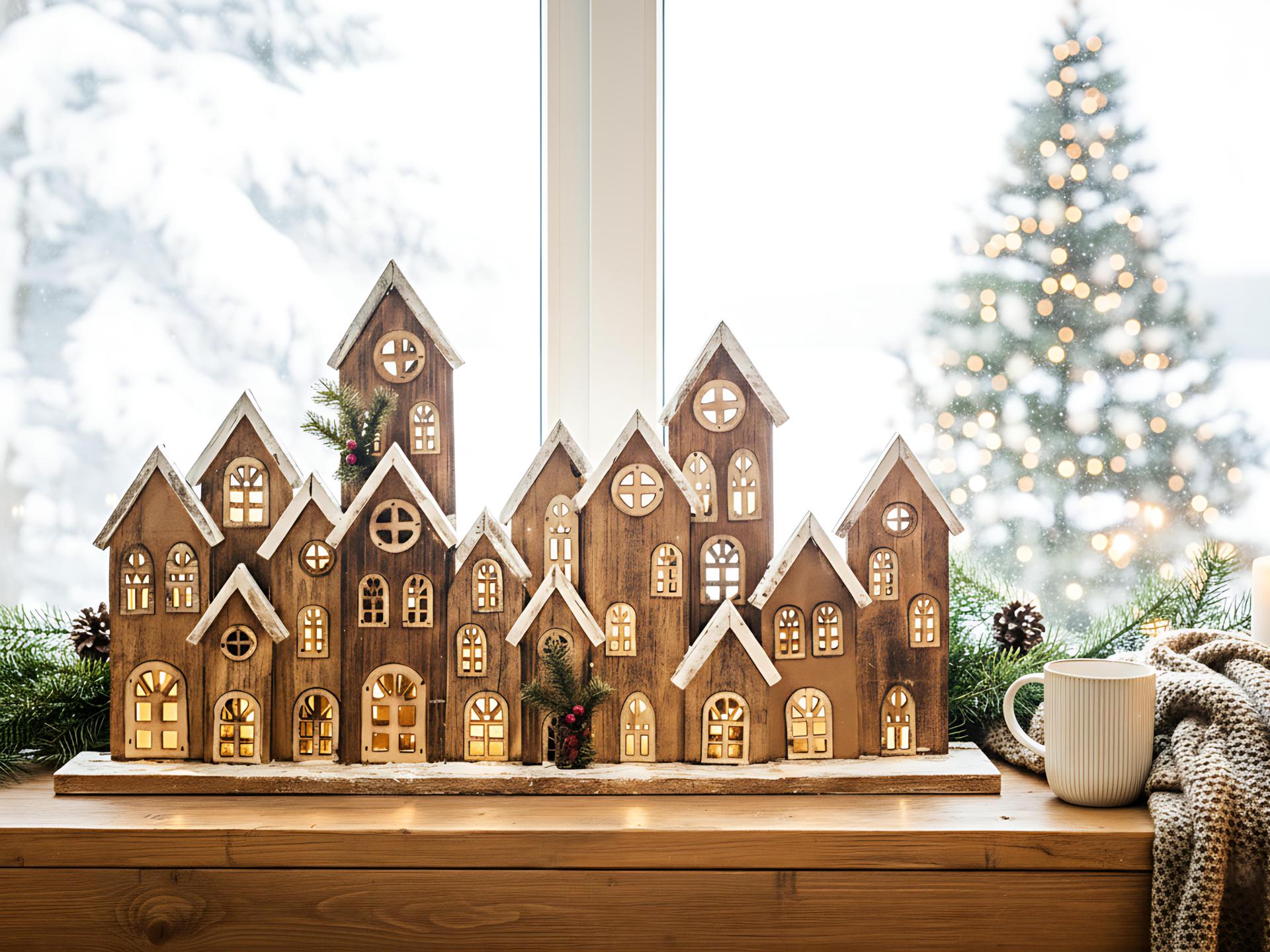 Christmas Decoration LED MALLOS House 45 cm Brown