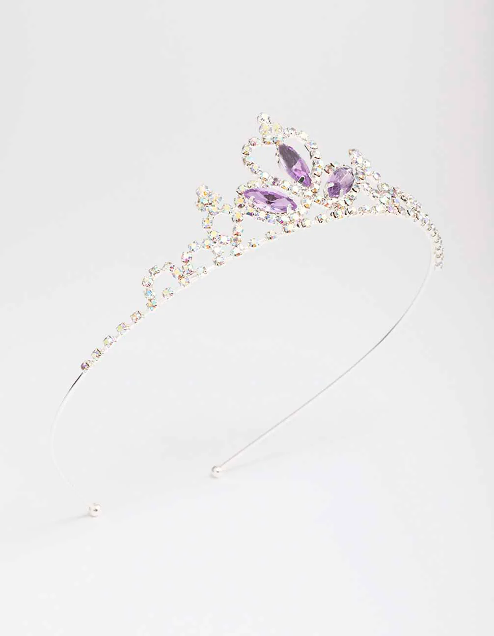 Kids Silver Lilac Diamante Tiara