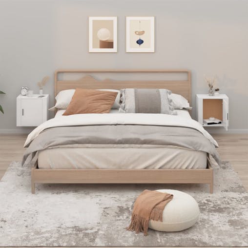 NNEVL Wall-mounted Bedside Cabinets 2 pcs High Gloss White 50x30x47cm