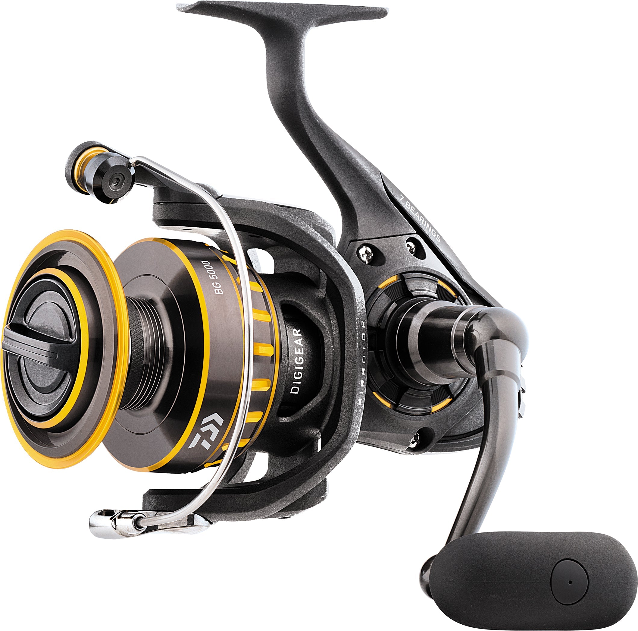 Daiwa BG Spinning Reel Black Anodized Aluminum, Digigear System, Air Rotor, Waterproof Drag for Freshwater & Saltwater Fishing