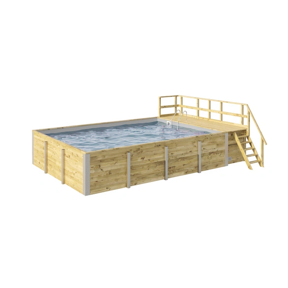 Massivholzpool »595«, grün/braun, BxHxL: 416 x 116 x 644 cm