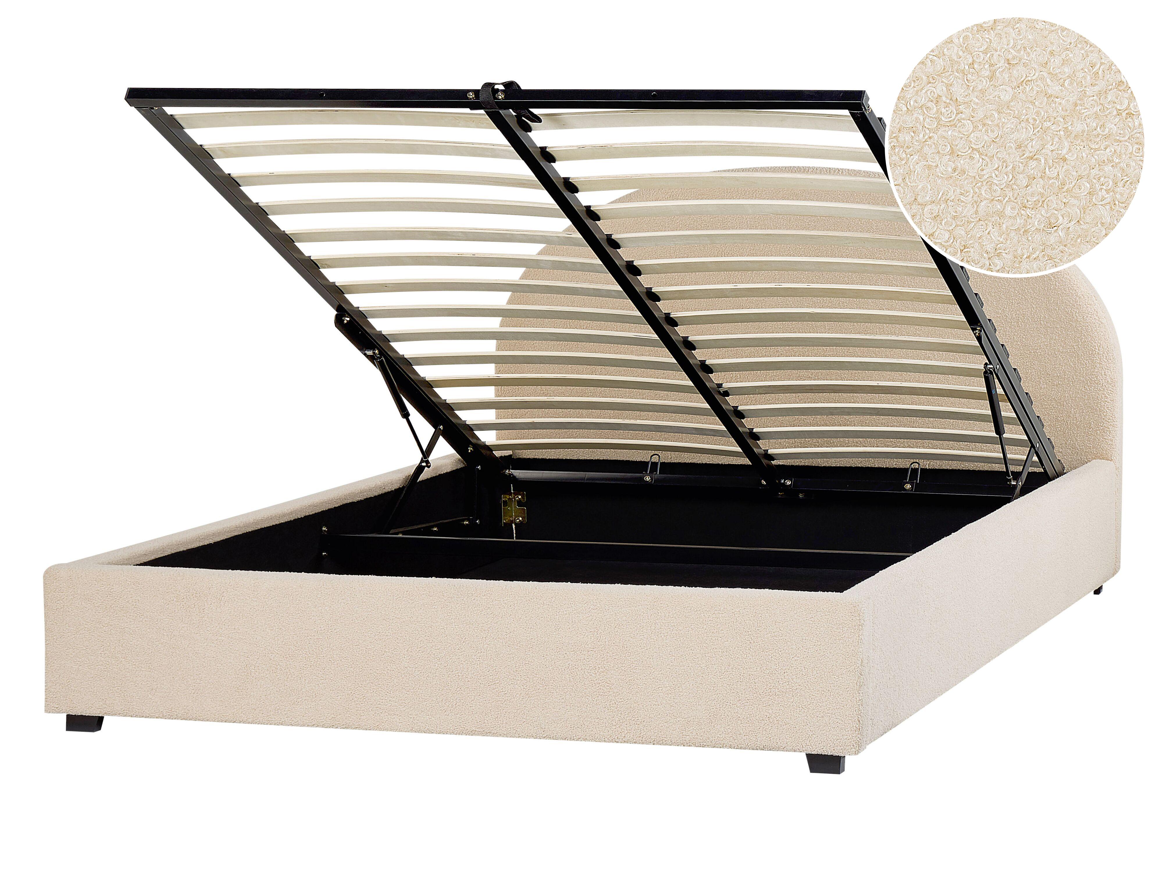 Ottoman Bed Boucle VAUCLUSE 140 x 200 cm (EU Double) Beige