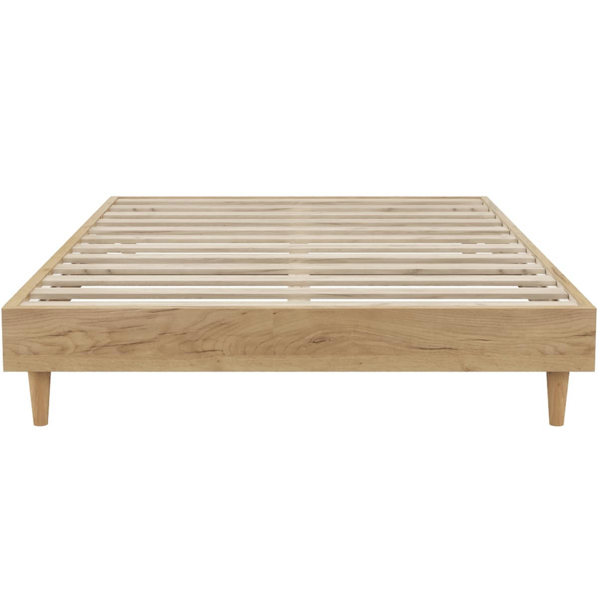 PACO - Lit adulte 160x200 cm effet chêne + sommier à lattes