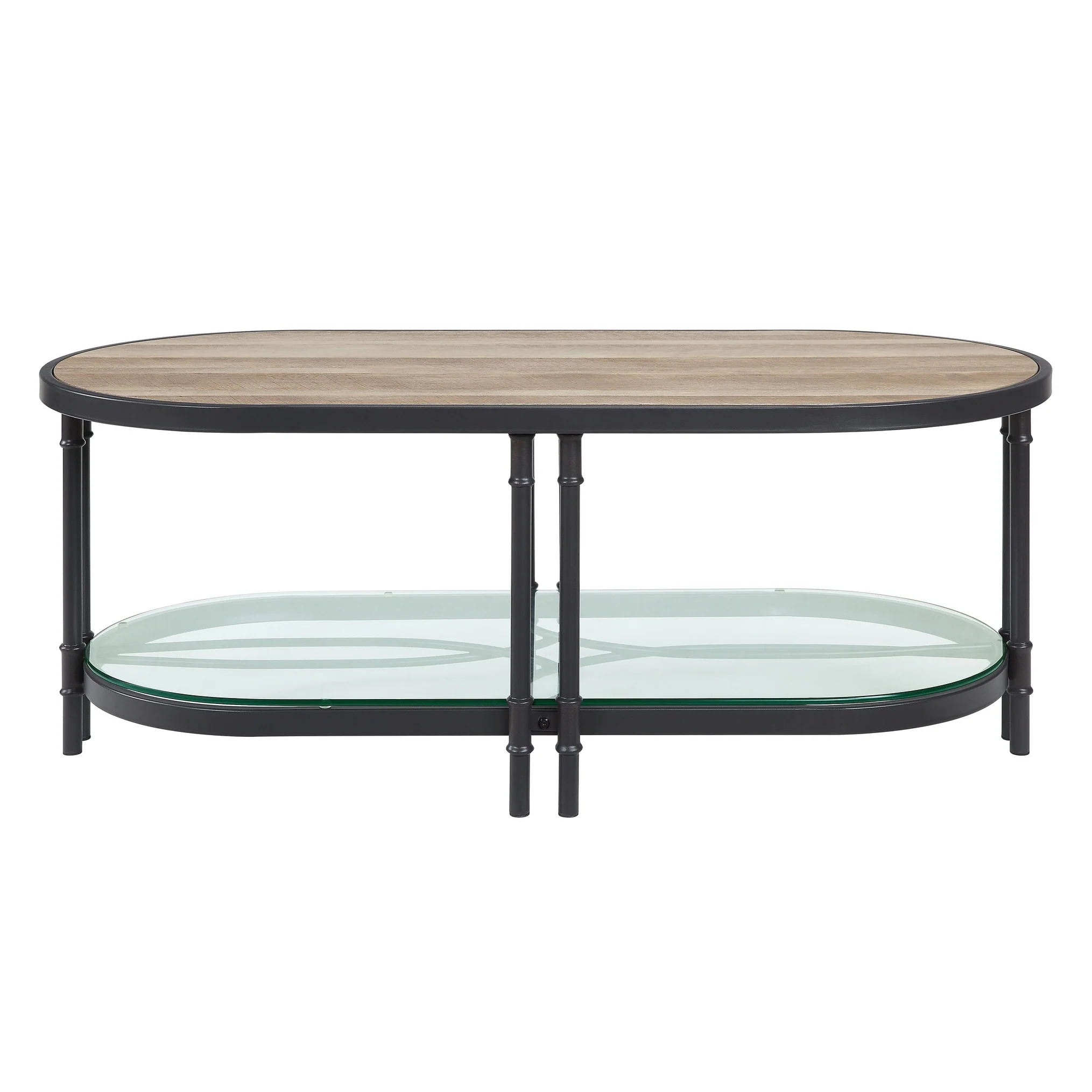 ACME Brantley Oval Coffee Table in Oak and Sandy Black