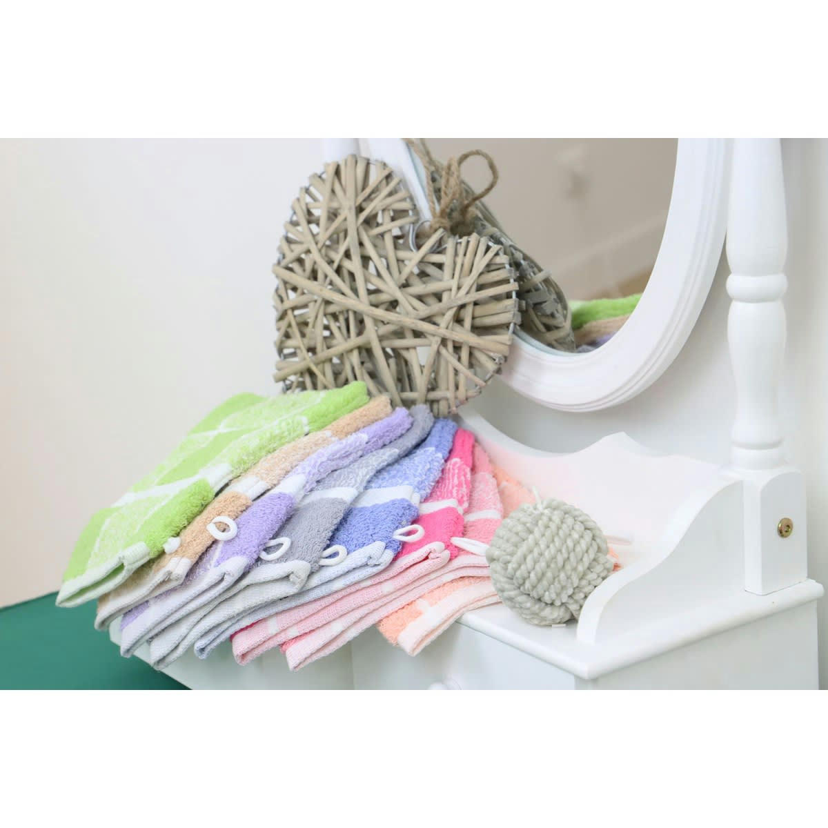 GANTS CELESTE - Lot de 2 gants de toilette carreaux en coton gris 15x21 cm