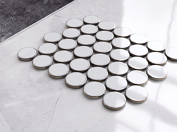 Mosaïque sur résille pour salle de bain et cuisine en céramique 30.6 cm x 26.5 cm - White dots