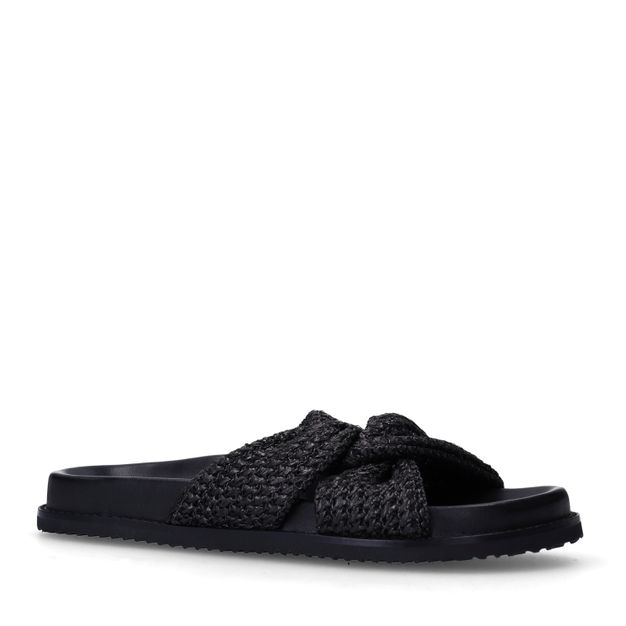 Zwarte gevlochten slippers