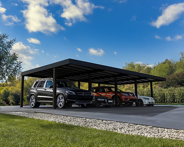 Carport aluminium noir Oslo 6 x 12 m Canopia Palram