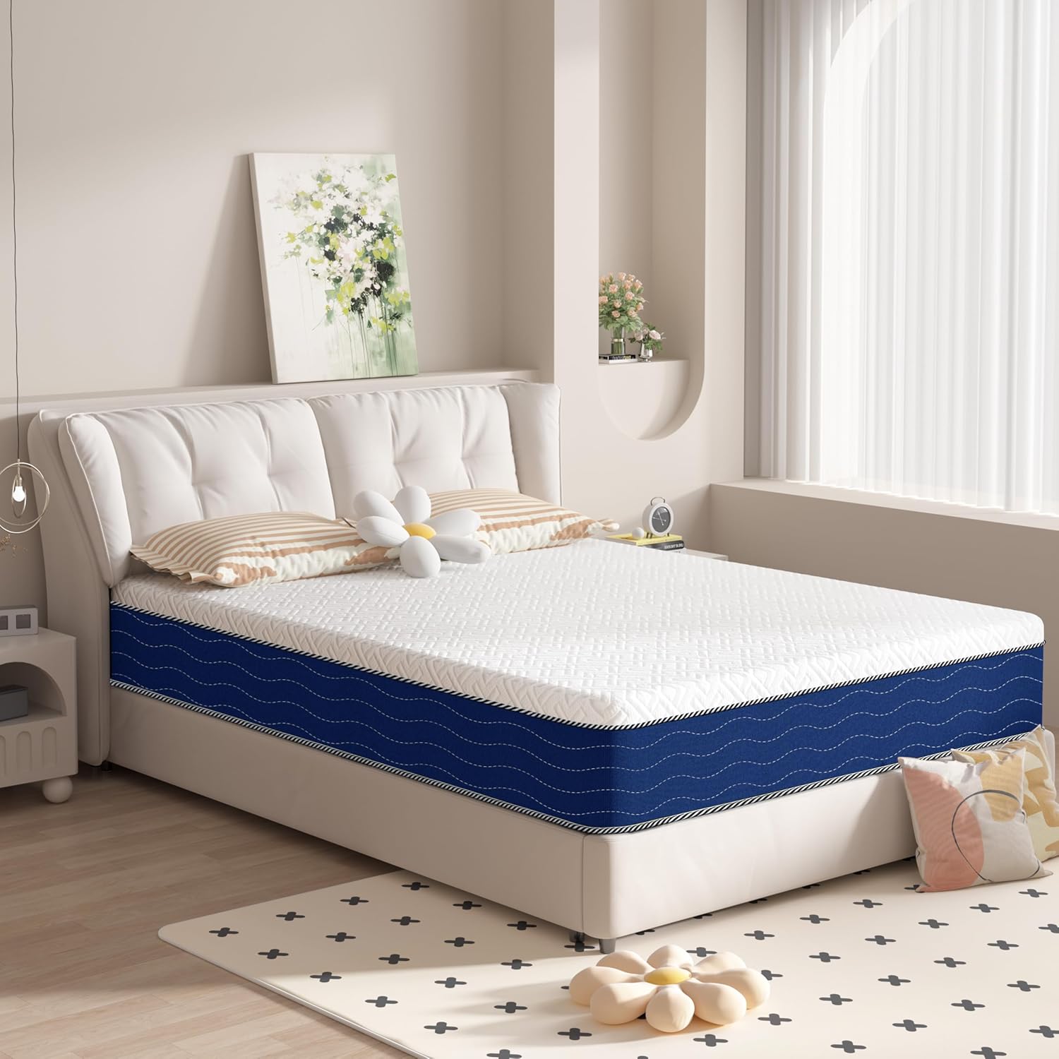 King Mattress, 12 Inch Green Tea Memory Foam Mattress in a Box, Medium Plush King Size Mattress for Pressure Relief, CertiPUR-US Certified