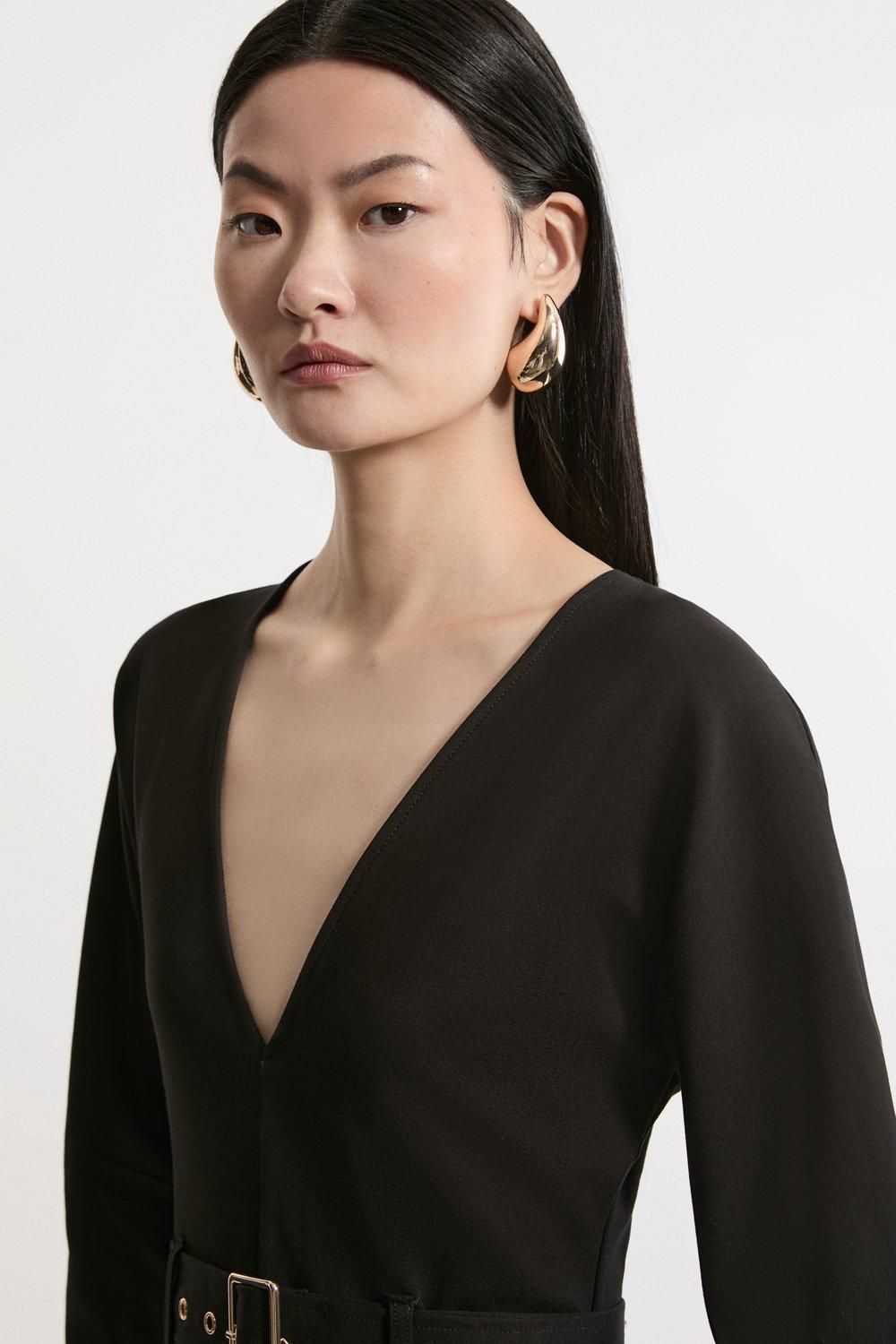 KarenMillen Ponte Belted Maxi Dress