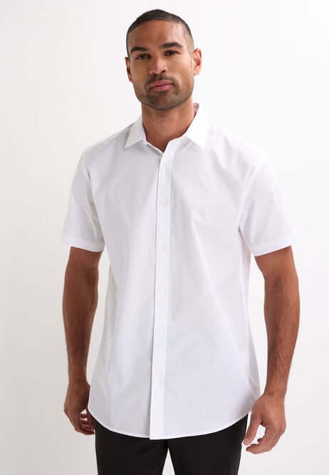 Mens White Classic Fit Short Sleeve Shirt