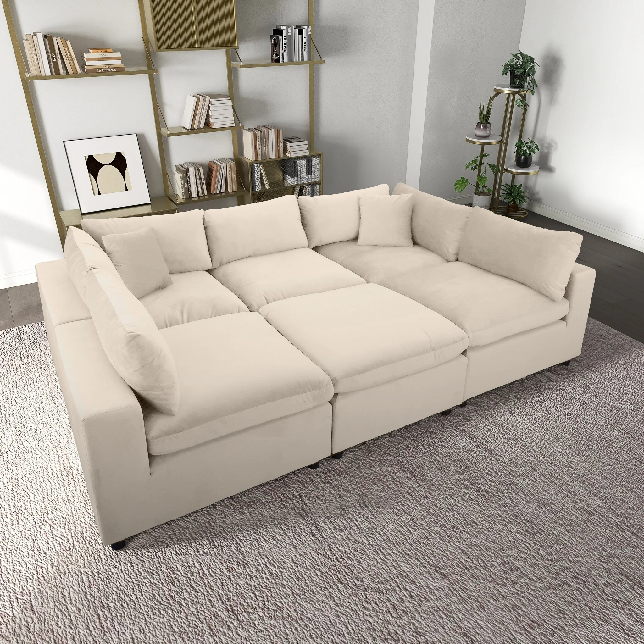 Yannie Mid-Century Modern Modular Sectional Velvet Sofa