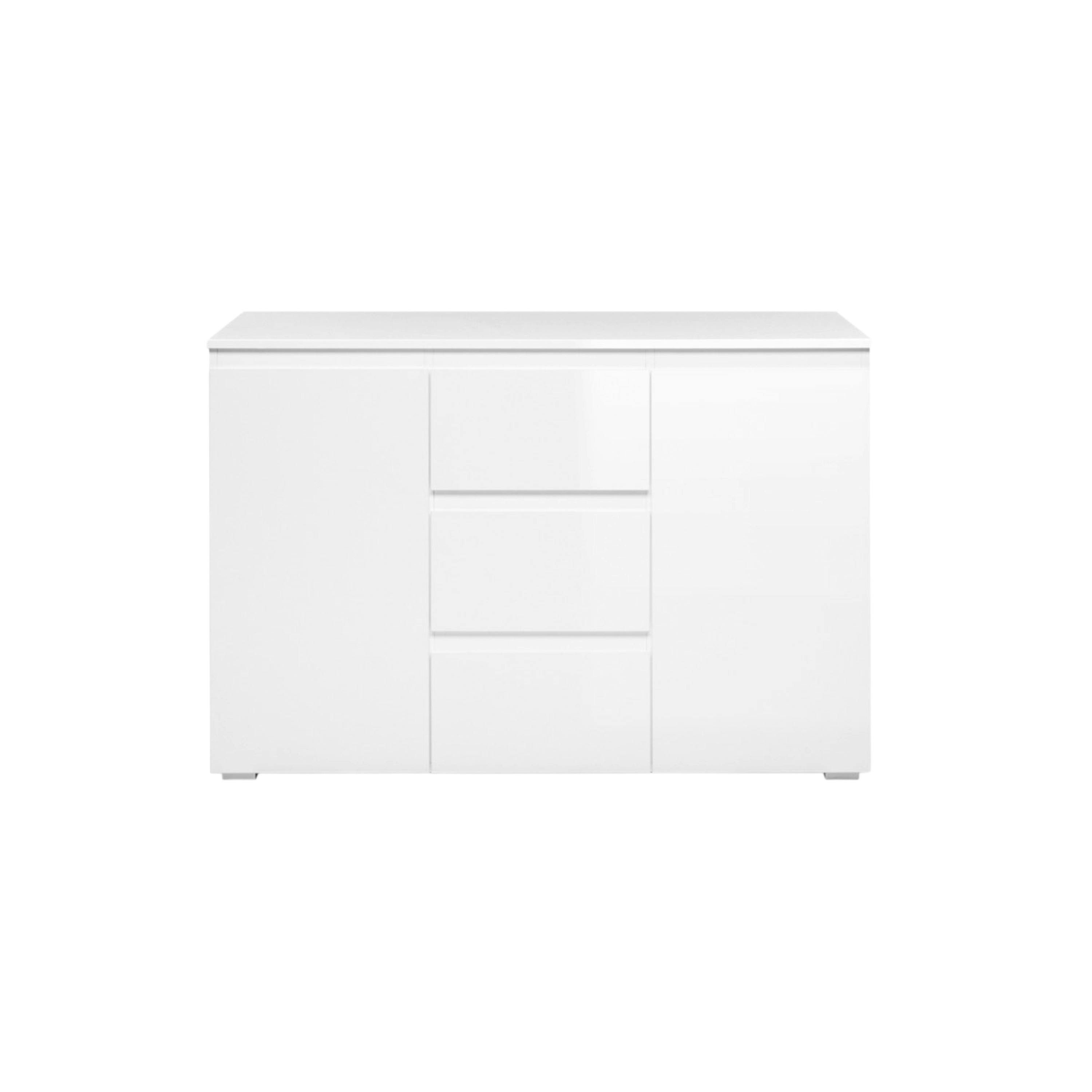 Buffet blanc moderne 2 portes 3 tiroirs ALVA