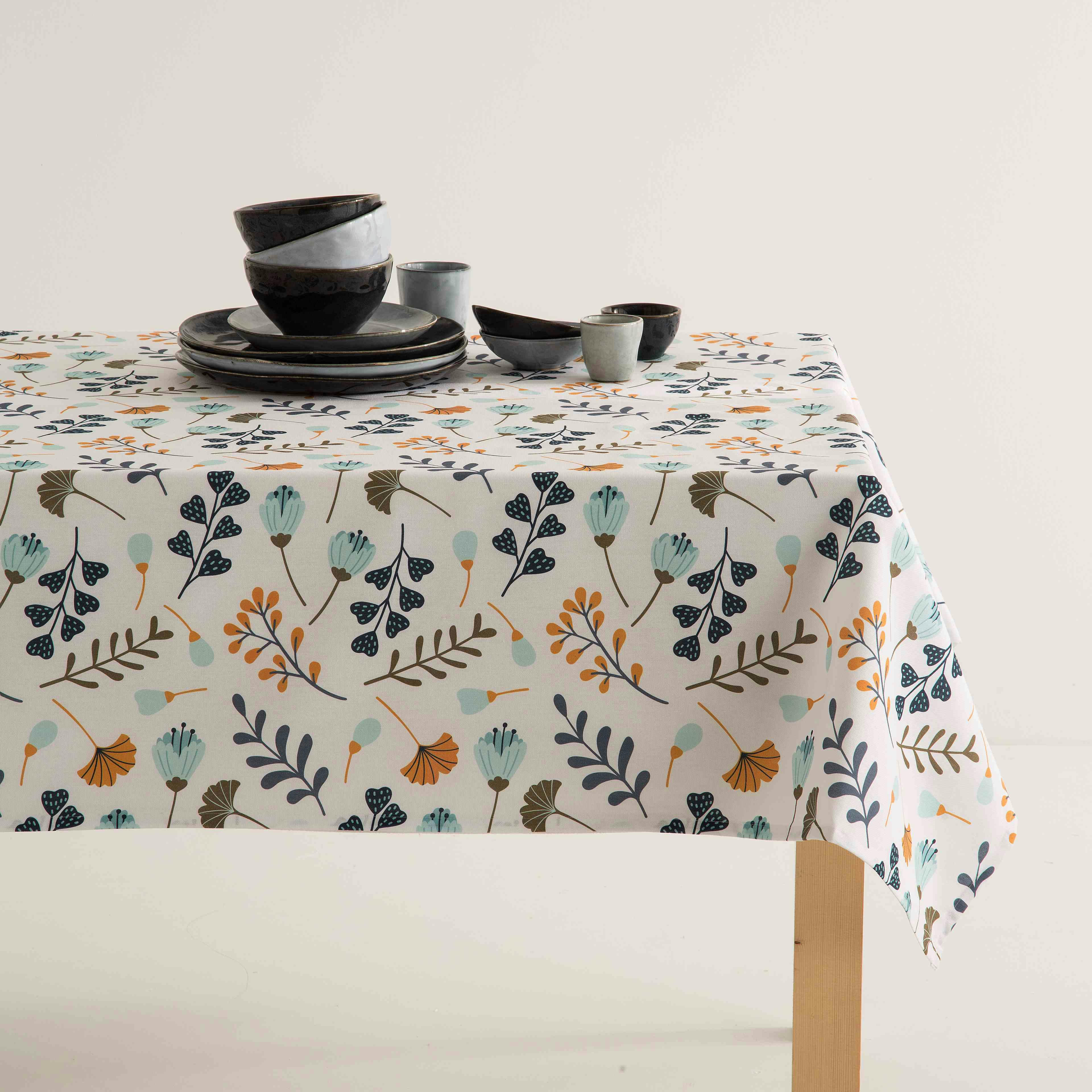 LAMEN - Nappe imprimée multicolore avec traitement anti-taches coton 140x140cm