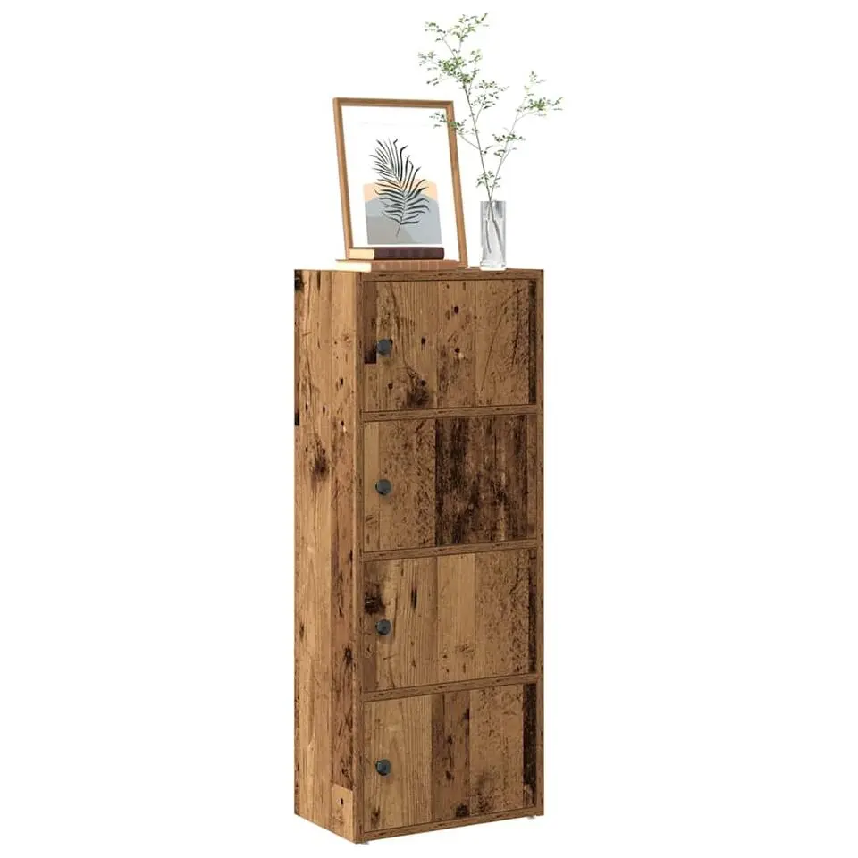 vidaXL - Boekenkast met 4 deuren voor woonkamers - Oud hout - 40x24x102 cm