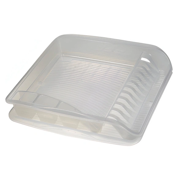 Geschirrablaufkorb, BxHxT: 39,5 x 8 x 39,5 cm, Kunststoff (PP), transparent