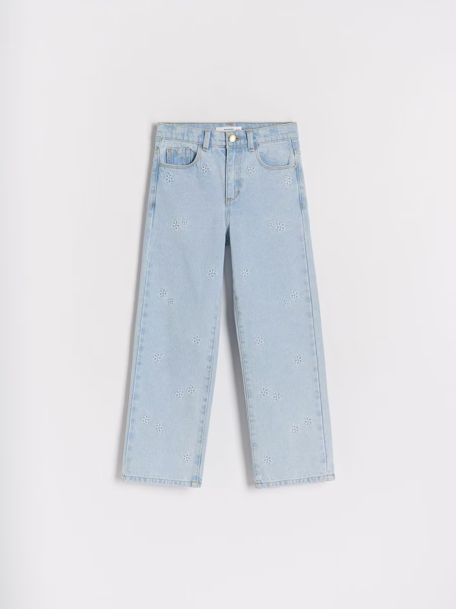 Straight Jeans With Embroidery Detailing