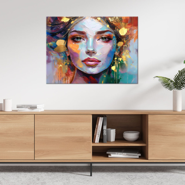 Feeby Obraz do salonu nowoczesny, Portret kobiety kolorowy 60x40