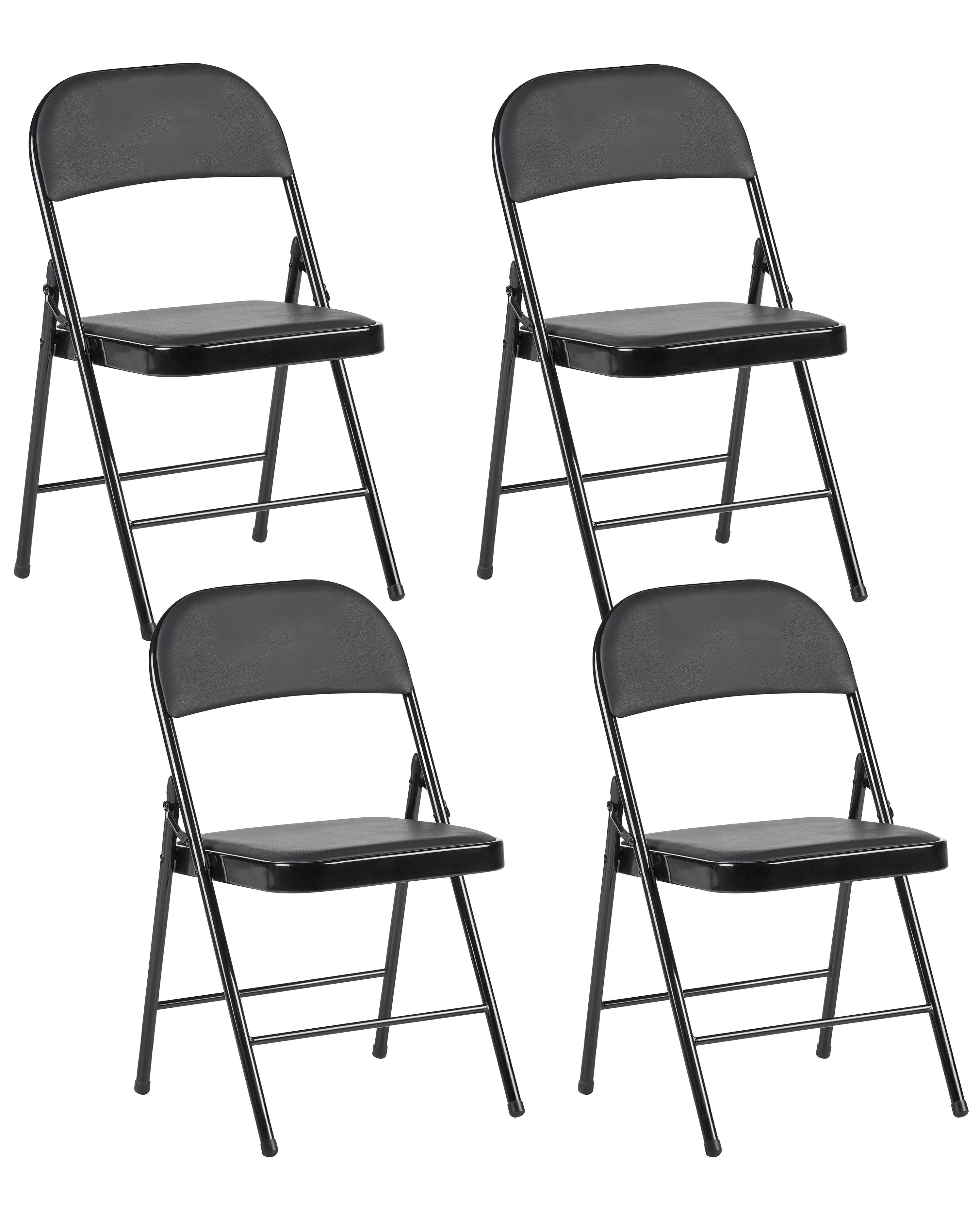Set of 4 Folding Chairs SHASTA Metal Black