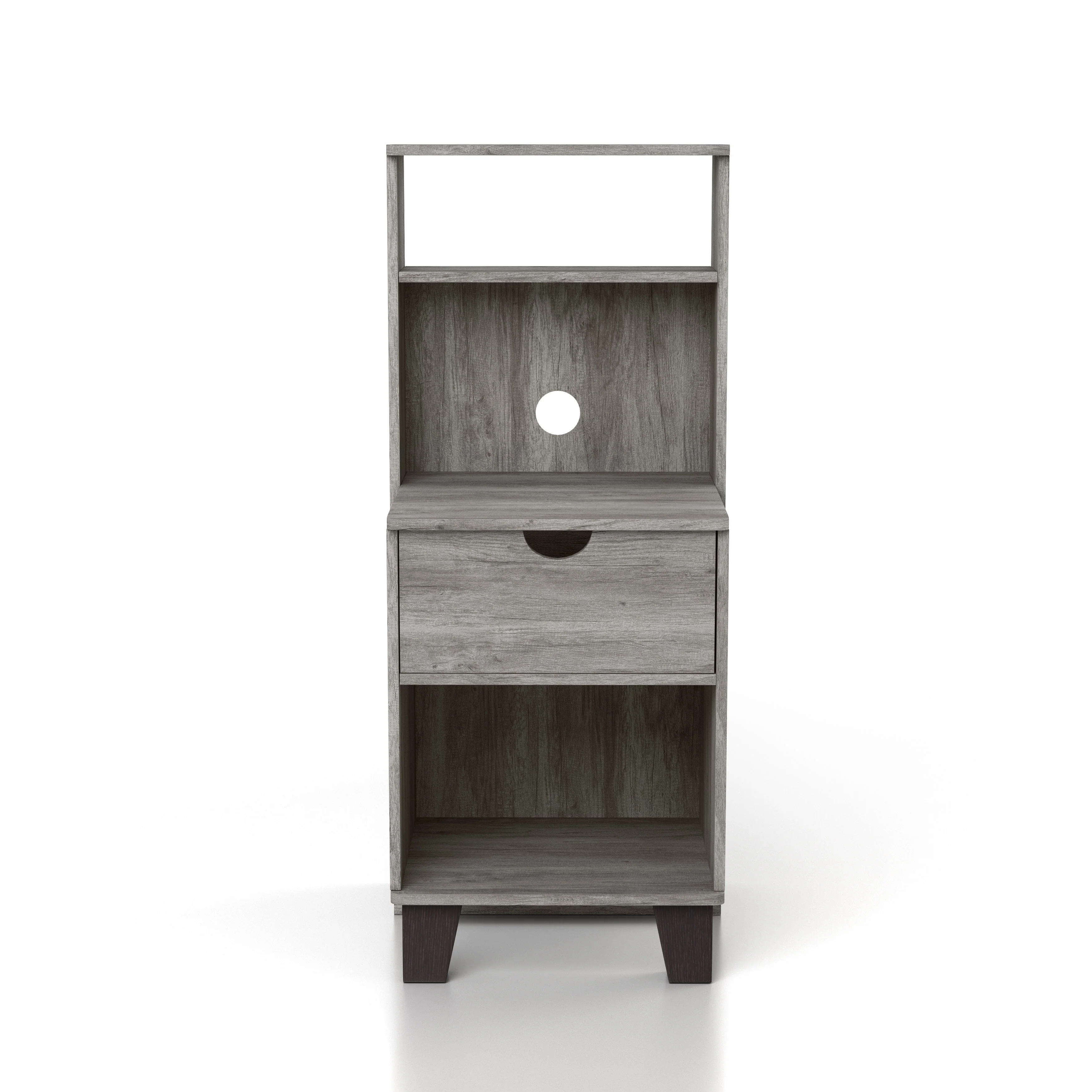 DH BASIC Transitional Compact 3-Shelf Single-Drawer Nightstand by Denhour