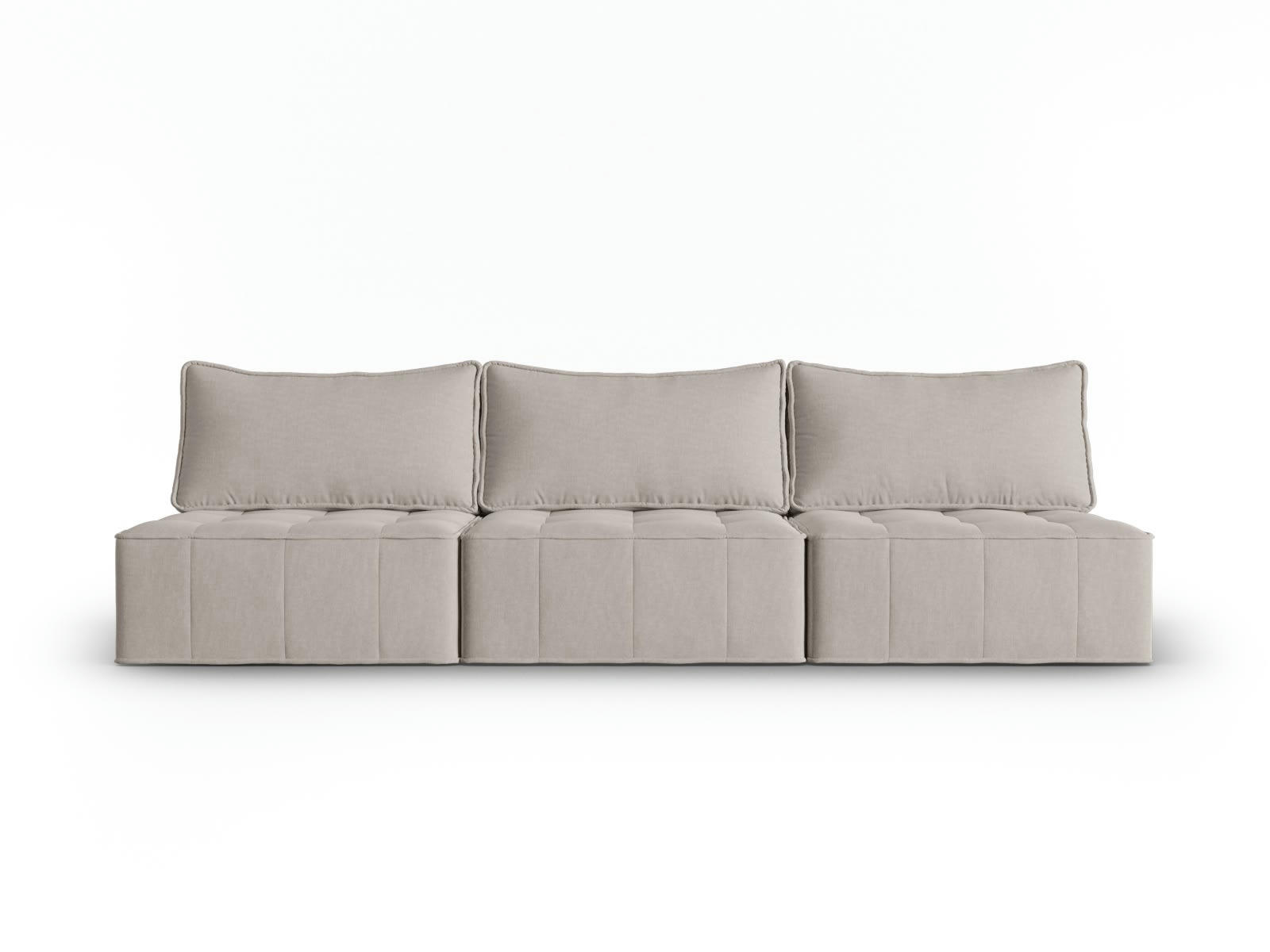 MIKE - Canapé modulable 5 places en tissu structurel gris clair