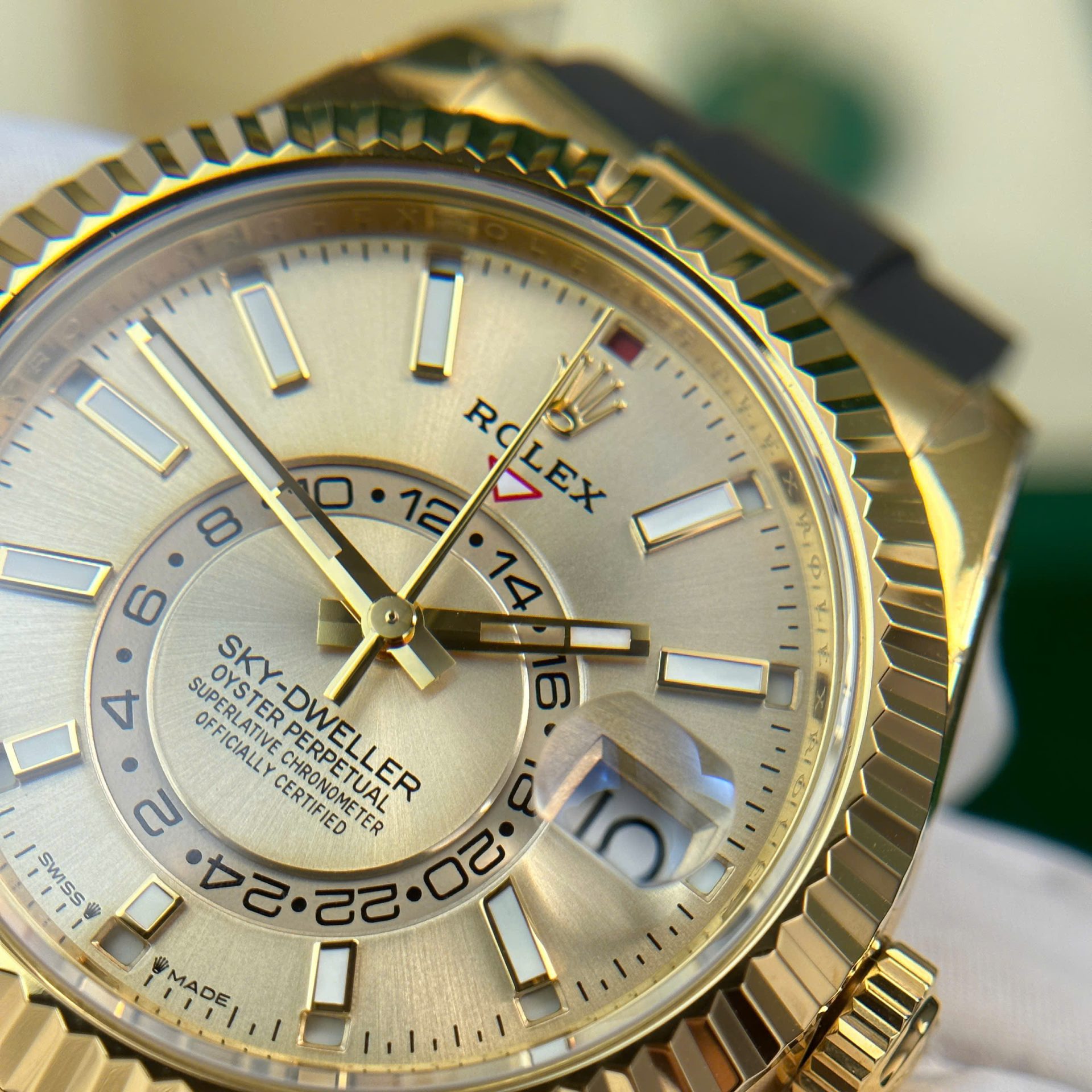 Rolex Sky-Dweller YG Plated Champagne Dial 42mm Oysterflex Super Clone