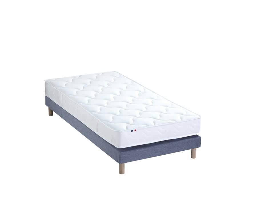 ENSEMBLE ESSENTIEL - Ensemble matelas latex 3 zones sommier bleu 90x190