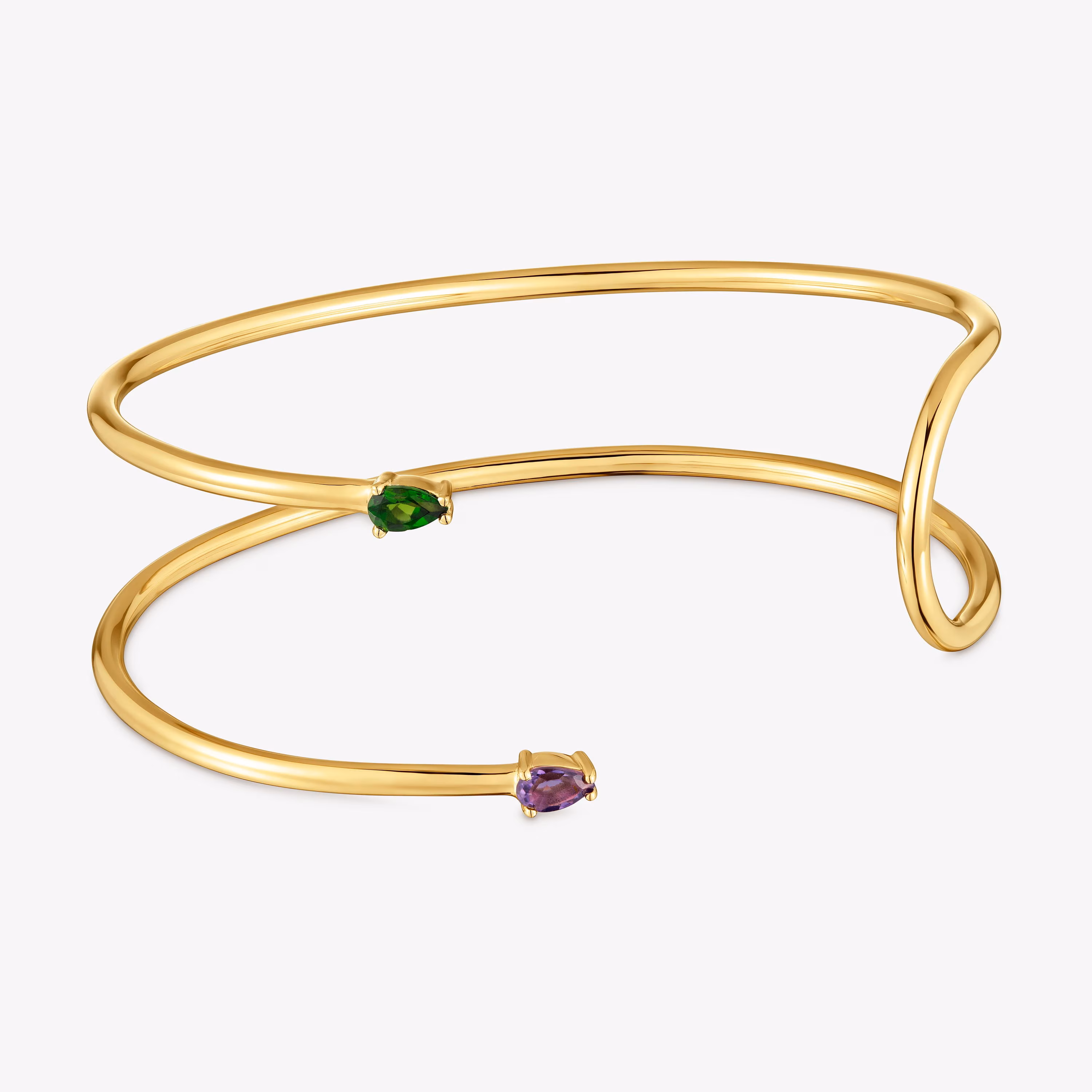 Pulsera esclava con baño de oro 18 kt sobre plata y gemas Lio