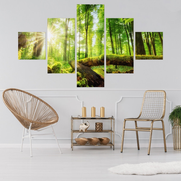 Obraz Wieloczęściowy LEŚNY KRAJOBRAZ 3D 150x90cm