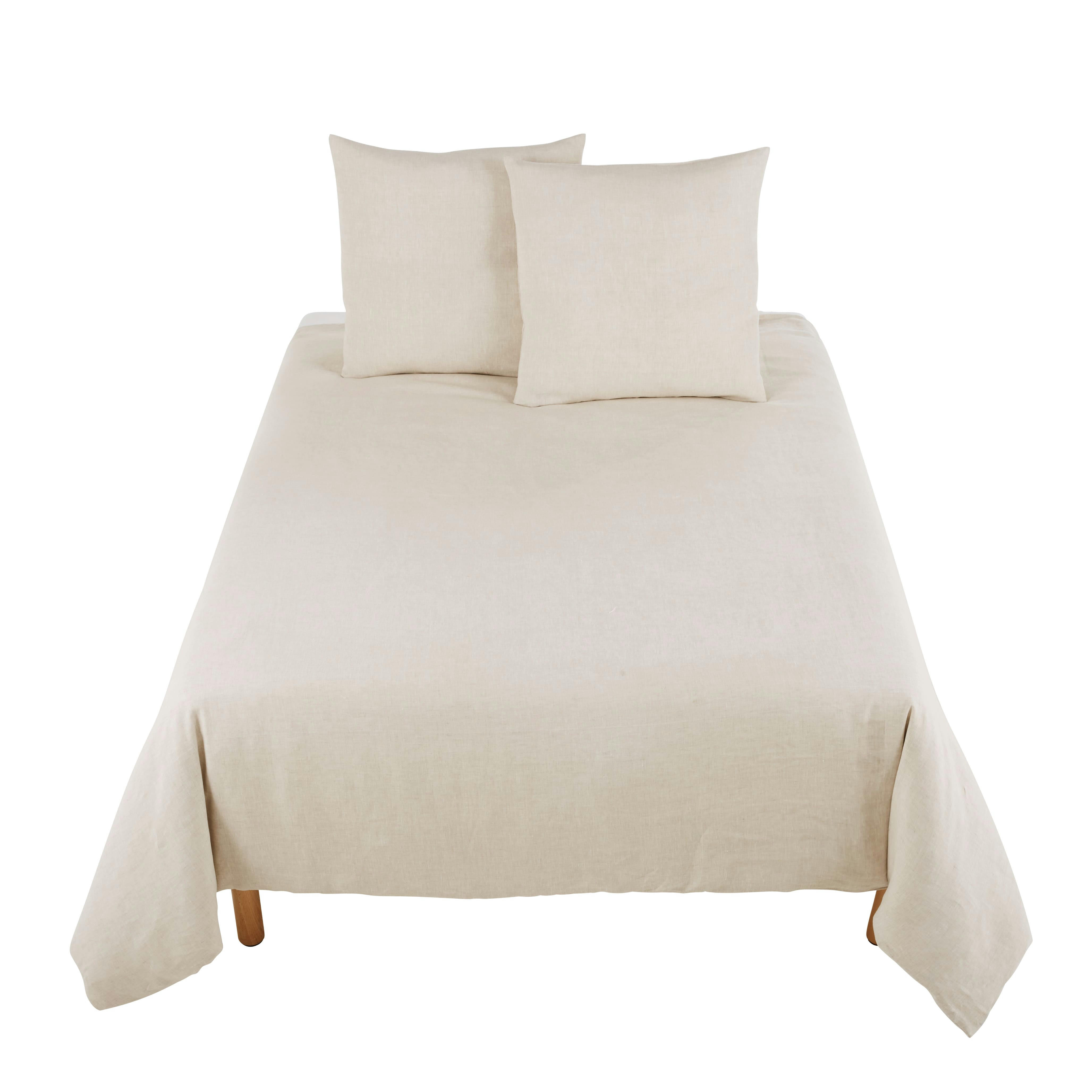 - Parure de lit en lin lavé beige 220x240