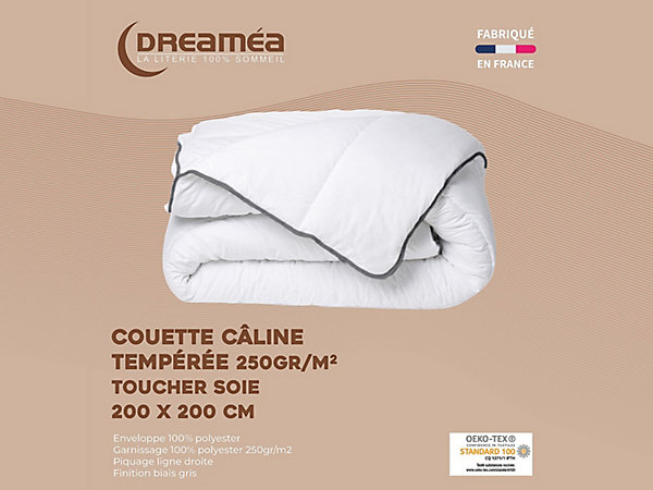Pack Couette toucher soie 200 x 200 cm   2 oreillers 60 x 60 cm - Blanc - BIESYA