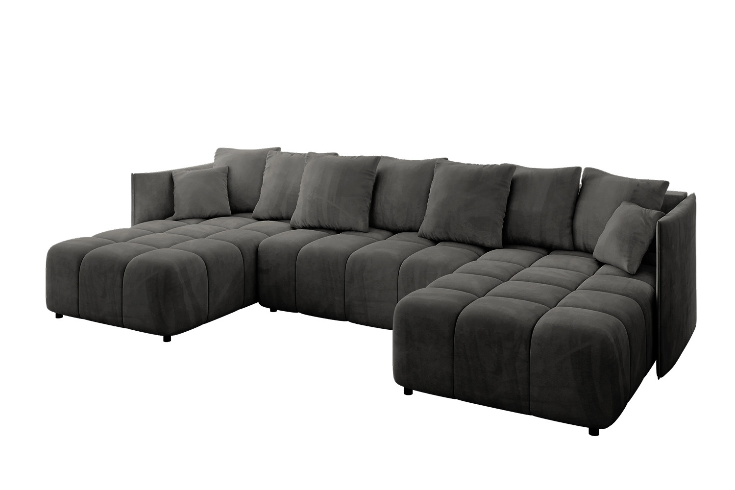 Narożnik z funkcją spania i pojemnikiemLONIL-U 355x189x68 cm Grafitowy