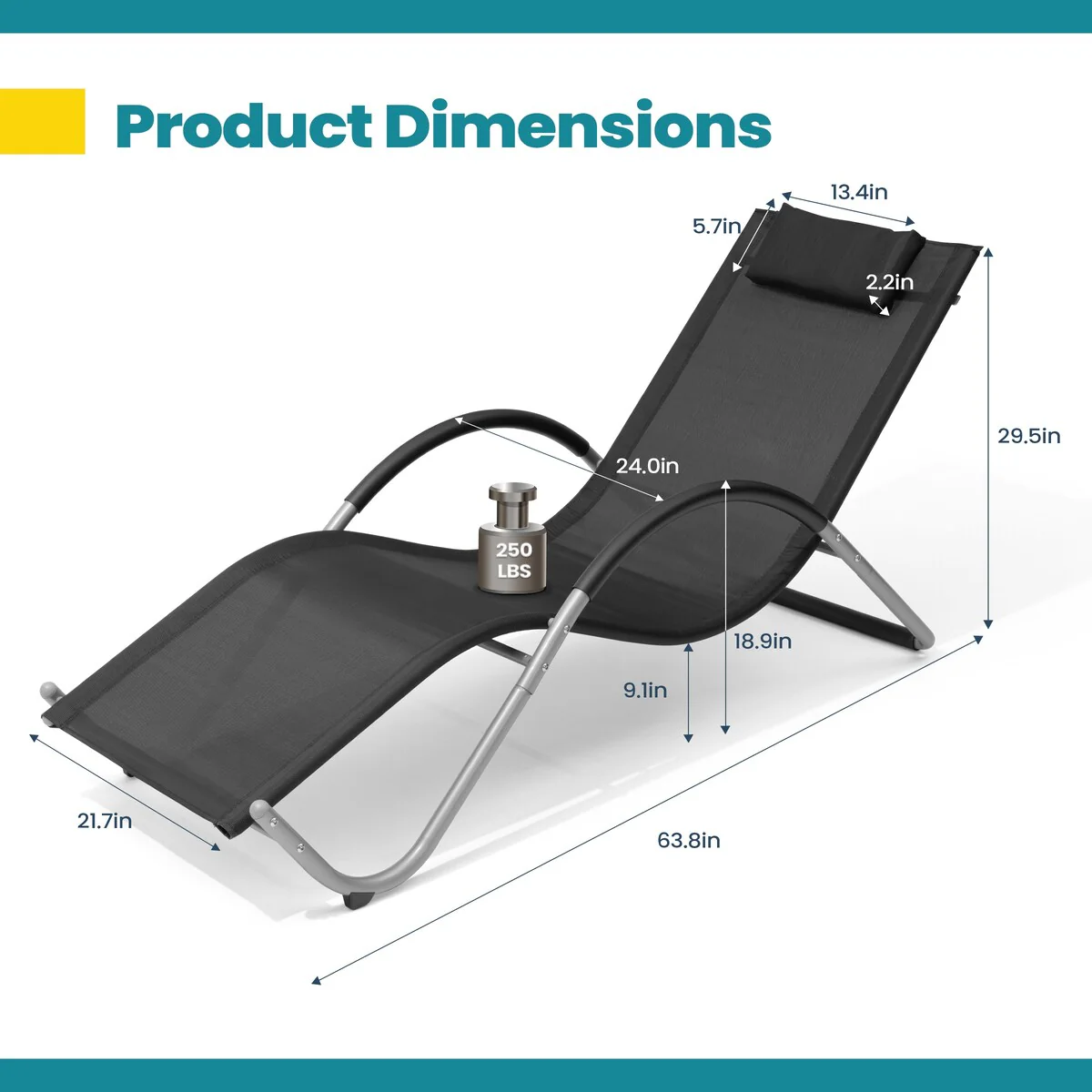 Pellebant Outdoor Patio Chaise Lounge Chairs with Headrest - N/A