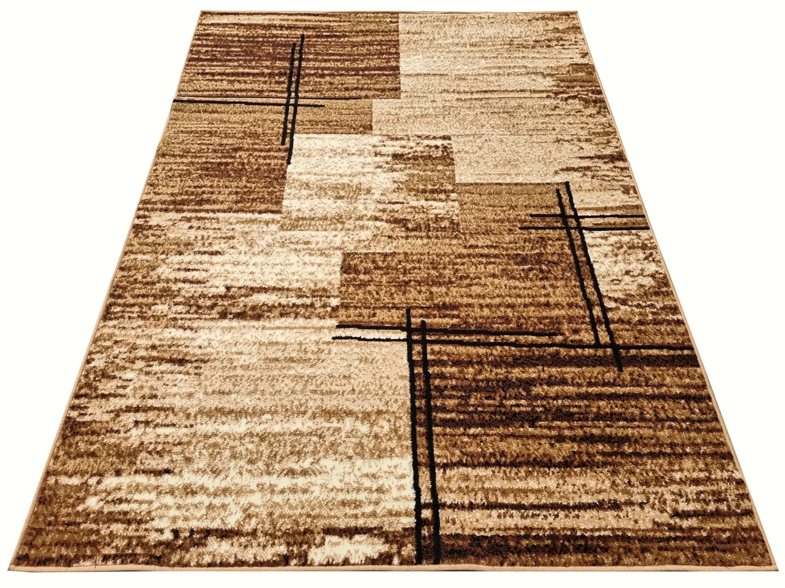 Dywan nowoczesny beżowy do salonu pokoju 018 - 70x130 cm - modny solidny