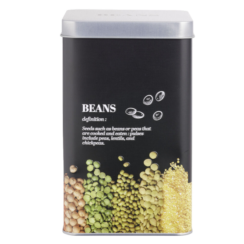 BoÎte à légumes secs en métal noir design beans - 10,7x10,7xH.17,5cm