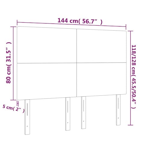 NNEVL LED Headboard Dark Grey 144x5x118/128 cm Velvet