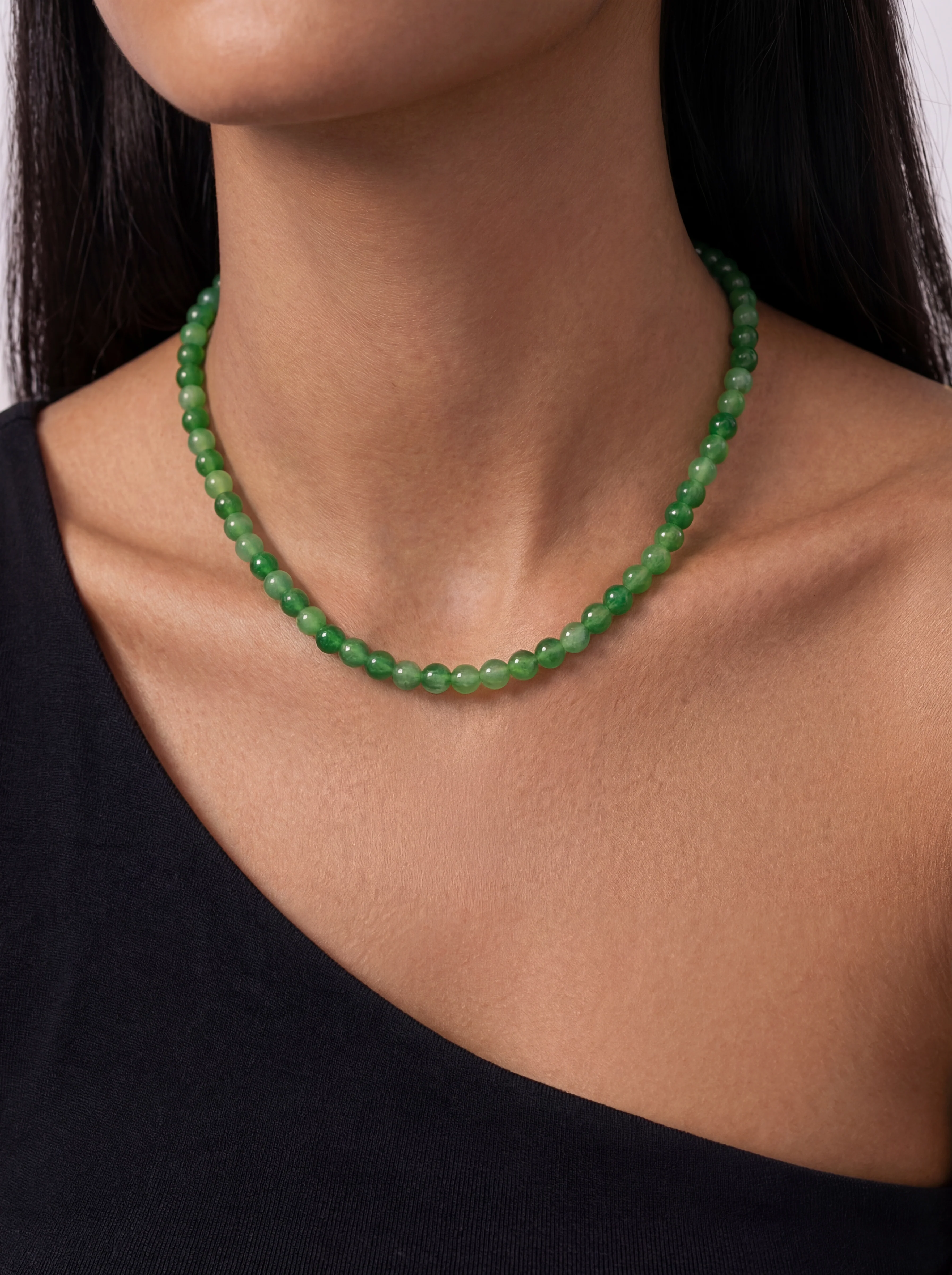 Lime — Green Jade Beaded Necklace