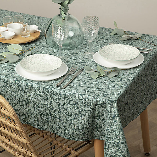 Nappe imprimée anti-tache Thais - vert - 150x300 cm - Atmosphera